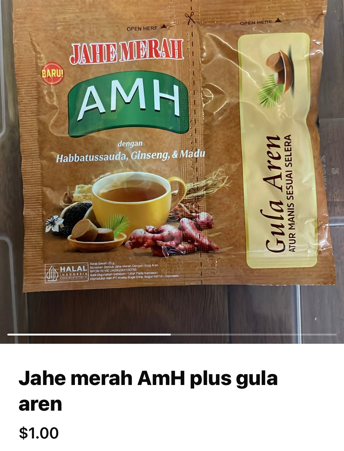 Jahe merah AMH plus gula aren