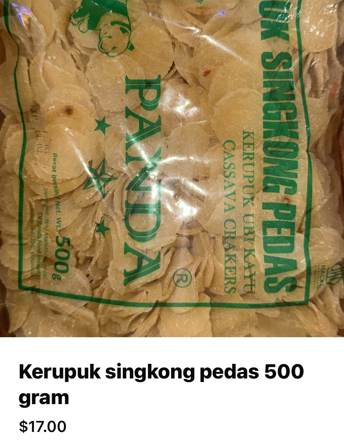 Ceriping singkong pedas cap panda